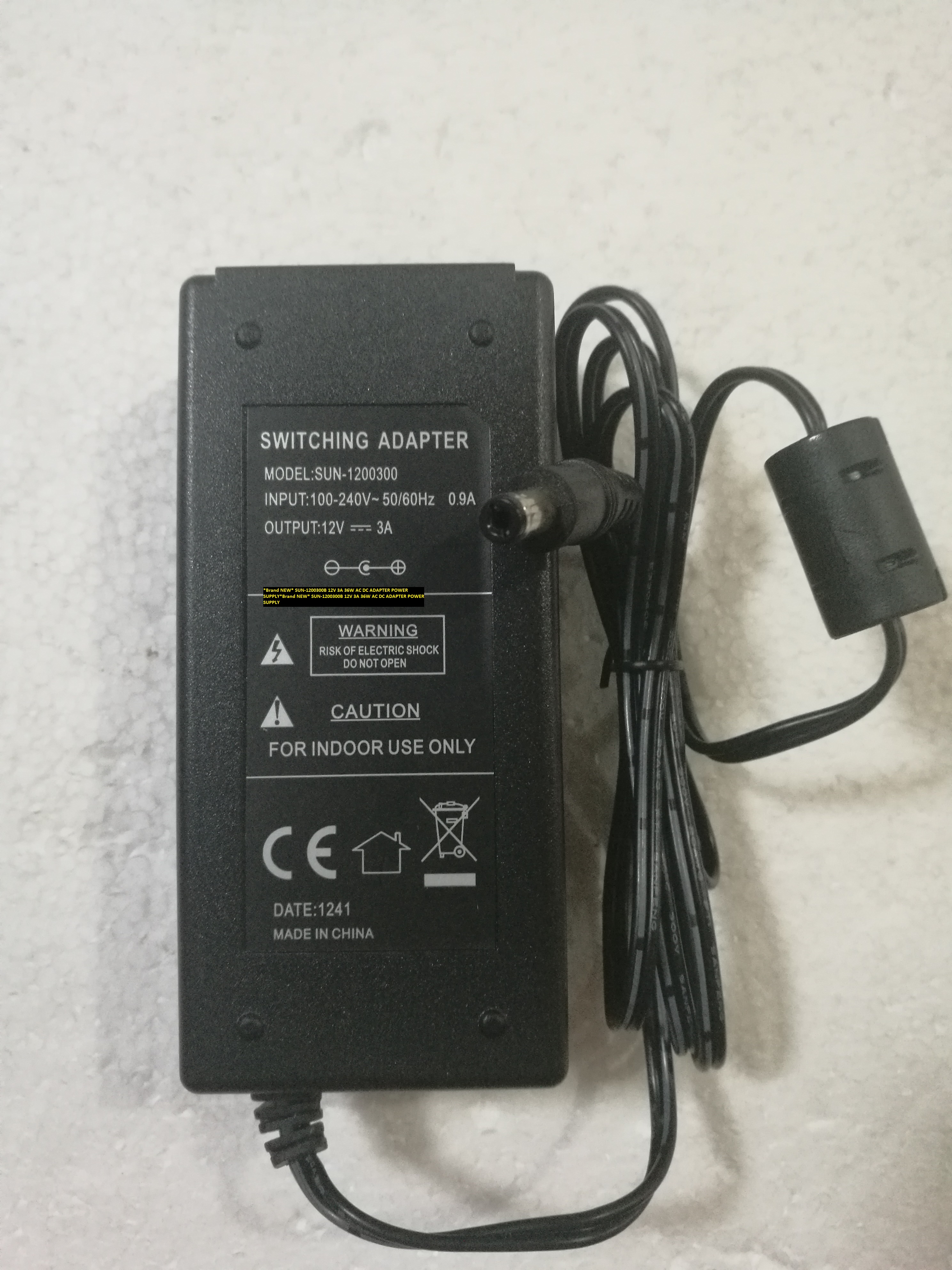 *Brand NEW*5.5mm *2.1mm SUN-1200300B AC100-240V 12V 3A 36W AC DC ADAPTER POWER SUPPLY